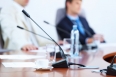 Microphone on table at conference